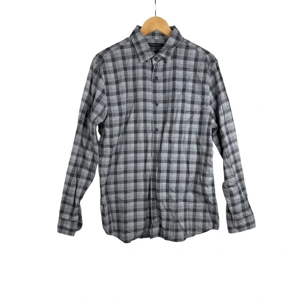 Banana Republic Slim Fit Luxe Flannel size Large Gray